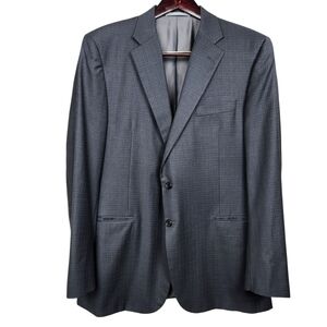 Hickey Freeman Legacy Loro Piana 150 Worsted Wool Window Plaid Suit Men Size 44L